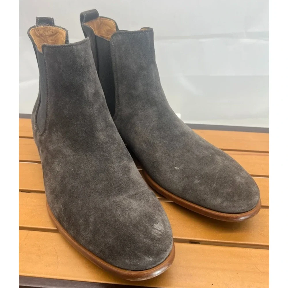 Mens Vince Aldous Chelsea Boots Slate Grey Suede 11.5 Made in Italy